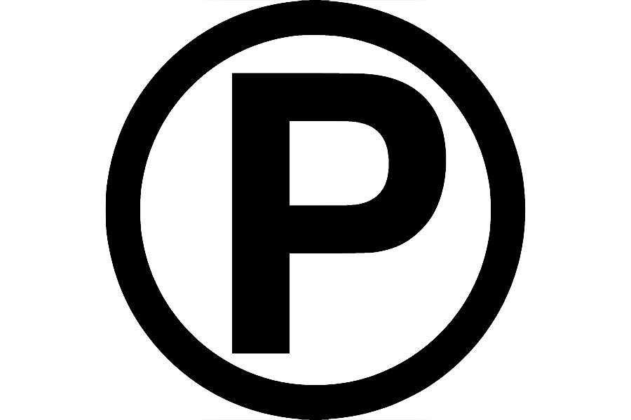 Fear Town Haunted House parking symbol in black and white.