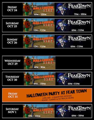 Fear Town & Great Halloween Festival Schedule
